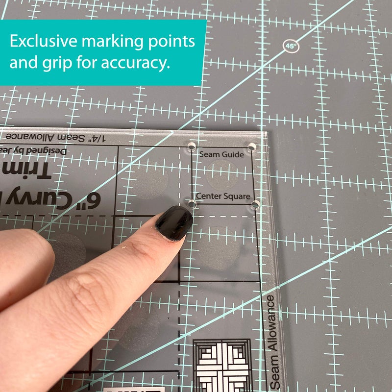 Creative Grids Curvy Log Cabin Trim Tool Quilt Ruler â€“ CGRJAW6 â€“ Made in USA, 6-1/2in x 6-1/2in, Non-Slip Grip Acrylic Quilting, Sewing, Crafting, Patchwork Ruler & Template - Image 4